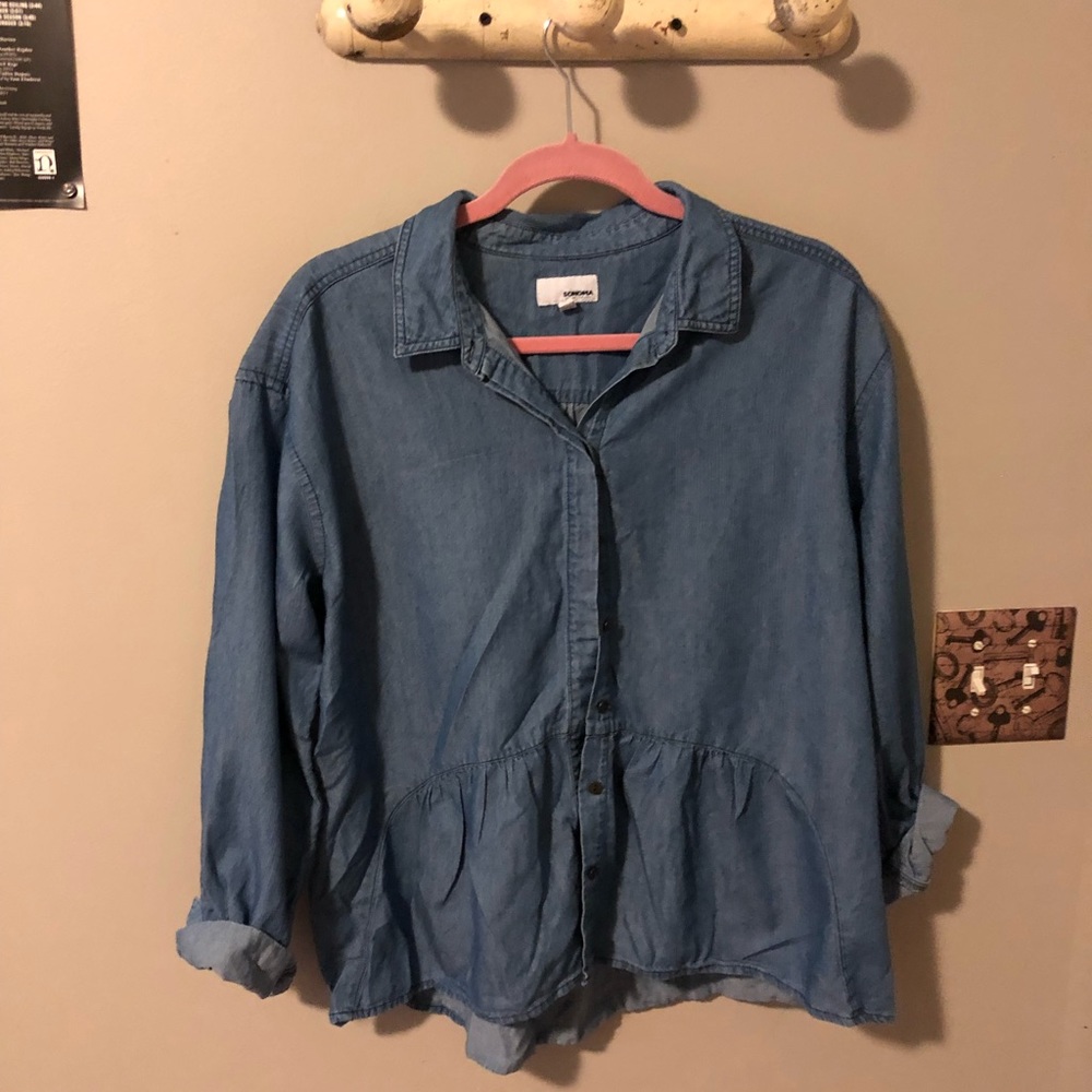 Sonoma Dark blue/ Denim Blouse w/ ruffle